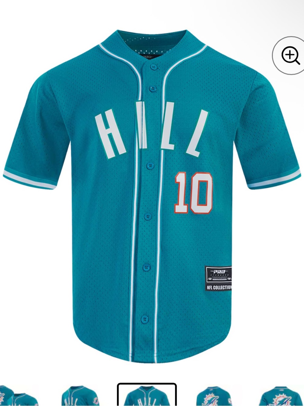 Miami Dolphins Tyreek Hill Pro Standard Mesh Button-Up Baseball Jersey Aqua